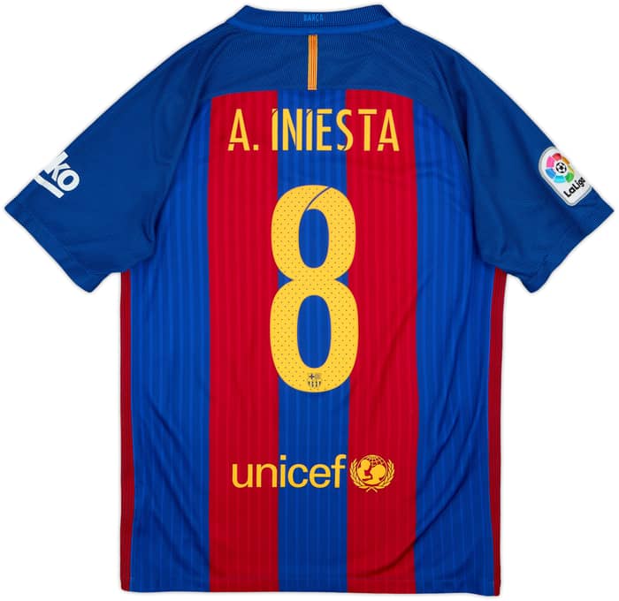 2016-17 Barcelona Home Shirt A.Iniesta #8 - 10/10 - (S)