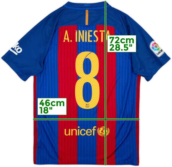 2016-17 Barcelona Home Shirt A.Iniesta #8 - 10/10 - (S)