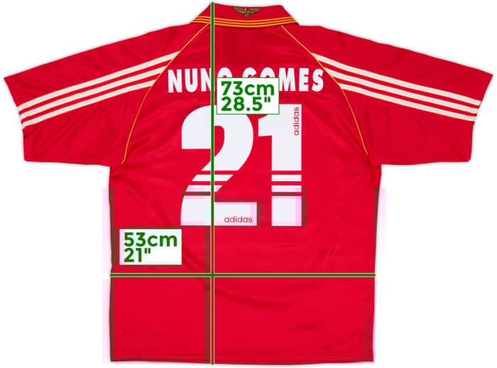 1998-99 Benfica Home Shirt Nuno Gomes #21 - 8/10 - (M)