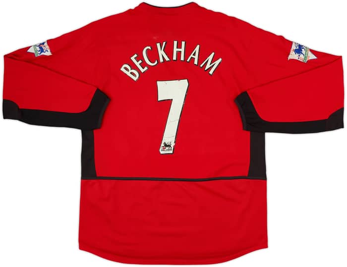 2002-04 Manchester United Home L/S Shirt Beckham #7 - 5/10 - (L)