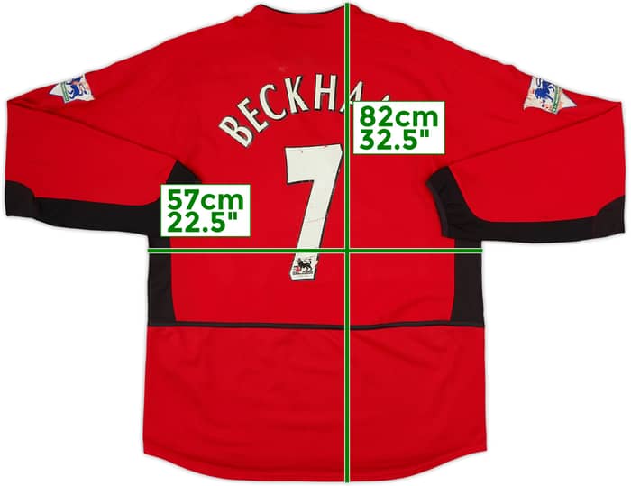 2002-04 Manchester United Home L/S Shirt Beckham #7 - 5/10 - (L)