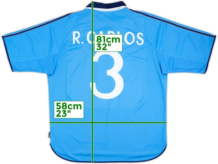 Camiseta de la tercera equipación del Real Madrid 1999-00 R.Carlos #3 - 8/10 - (XL)