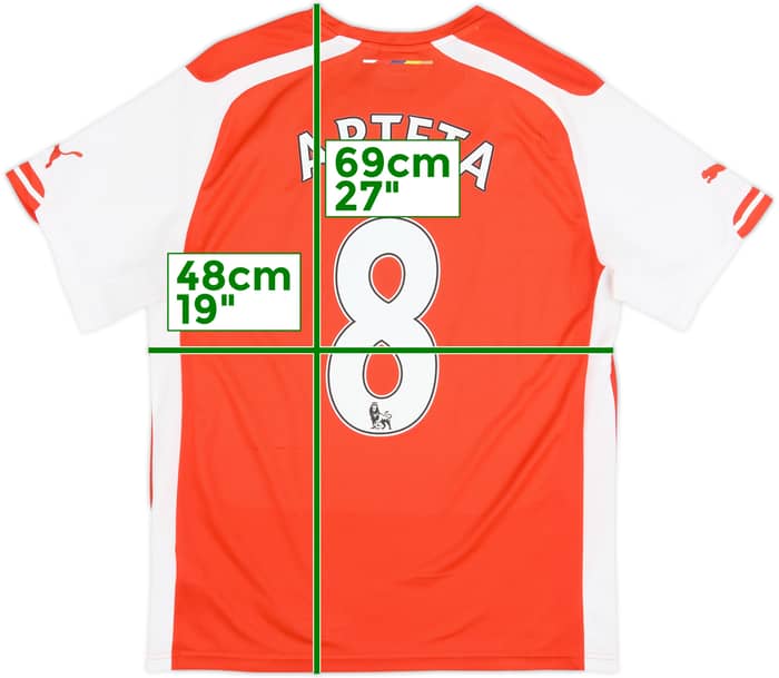 2014-15 Arsenal Home Shirt Arteta #8 - 8/10 - (M)