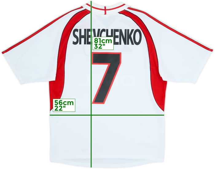 2000-02 AC Milan Camiseta Visitante Shevchenko #7 - 8/10 - (L)