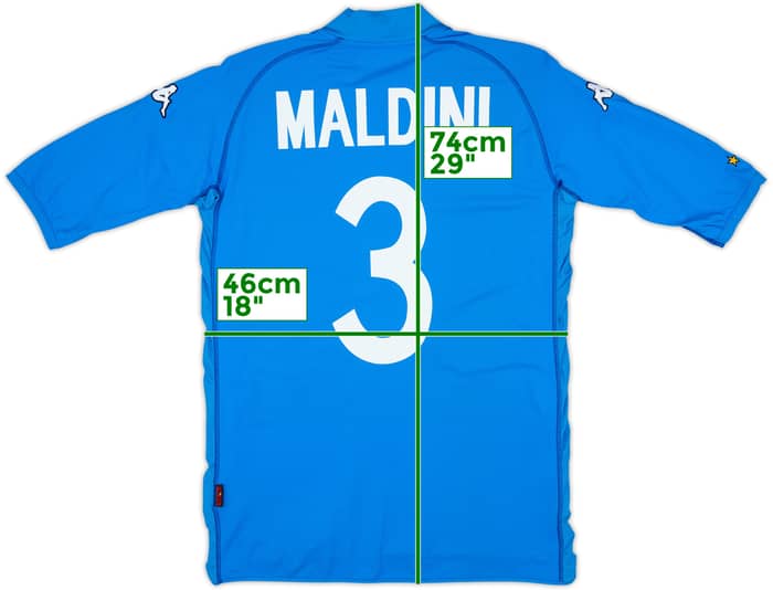 2002 Italy Home Shirt Maldini #3 - 6/10 - (L)