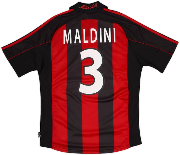 2000-02 AC Milan Home Shirt Maldini #3 - 8/10 - (M)