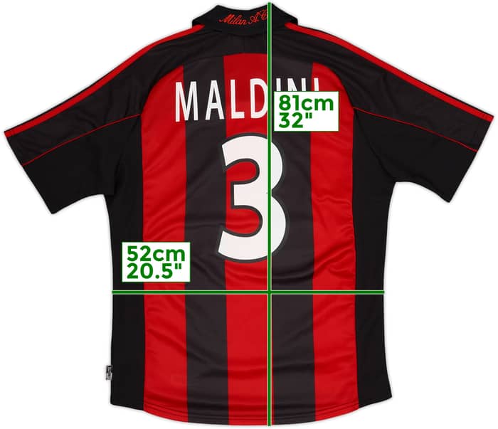 2000-02 AC Milan Home Shirt Maldini #3 - 8/10 - (M)