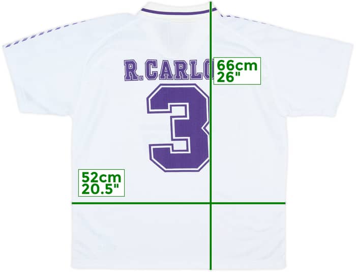 1996-97 Real Madrid Taquy Home Shirt R.Carlos #3 - 8/10 - (M)