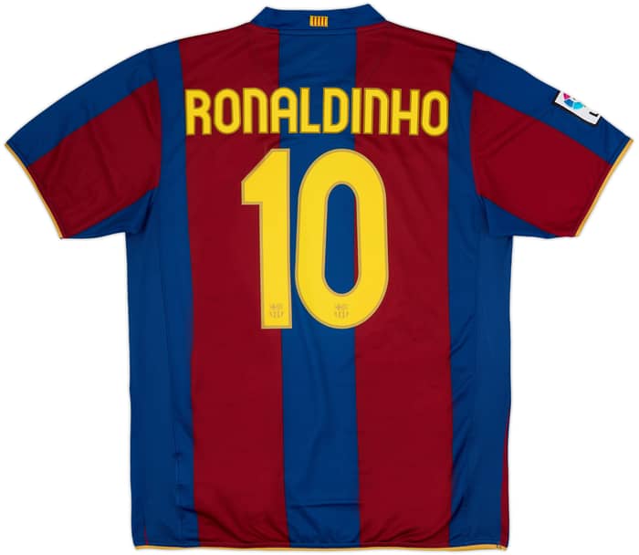 2007-08 Barcelona Home Shirt Ronaldinho #10 - 10/10 - (L)