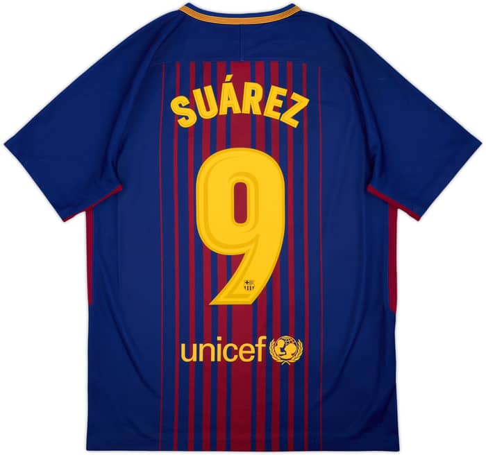 2017-18 Barcelona Home Shirt Suarez #9 - 6/10 - (M)