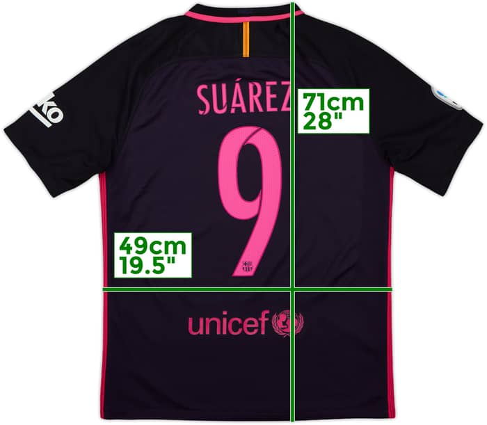Camiseta de visitante del Barcelona 2016-17 Suarez #9 - 8/10 - (M)