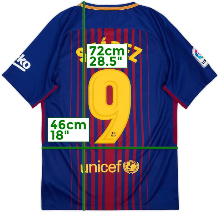 2017-18 Barcelona Home Shirt Suarez #9 - 9/10 - (S)