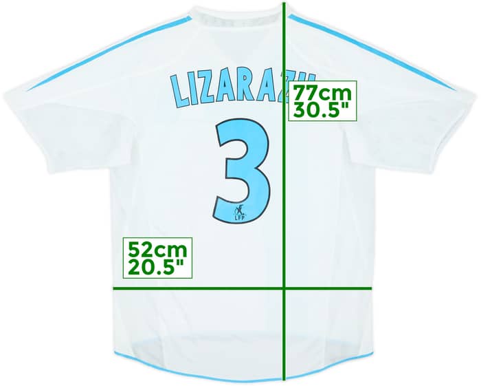 2004-05 Olympique Marseille Home Shirt Lizarazu #3 - 7/10 - (M)