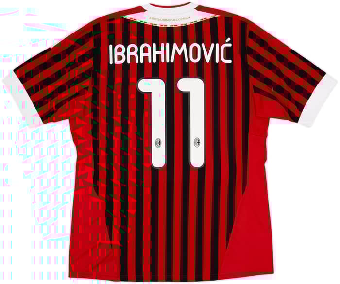 2011-12 AC Milan Home Shirt Ibrahimovic #11 - 9/10 - (L)