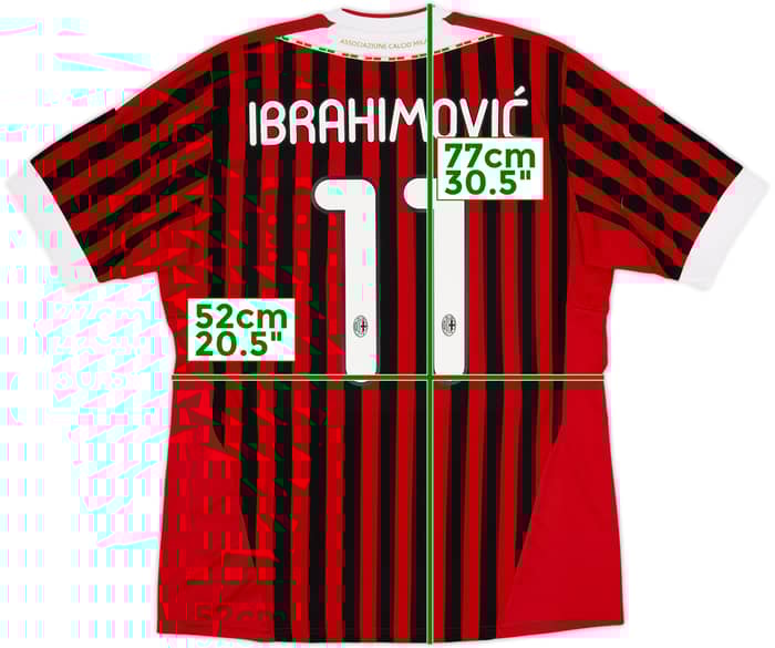 2011-12 AC Milan Home Shirt Ibrahimovic #11 - 9/10 - (L)