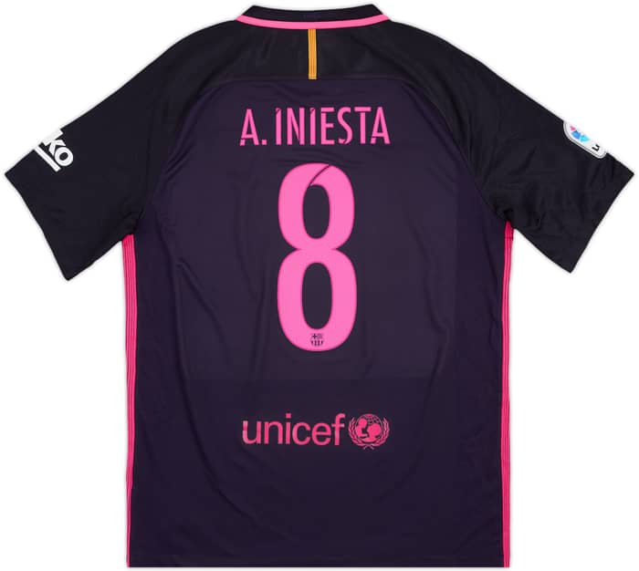 2016-17 Barcelona Away Shirt A.Iniesta #8 - 9/10 - (L)