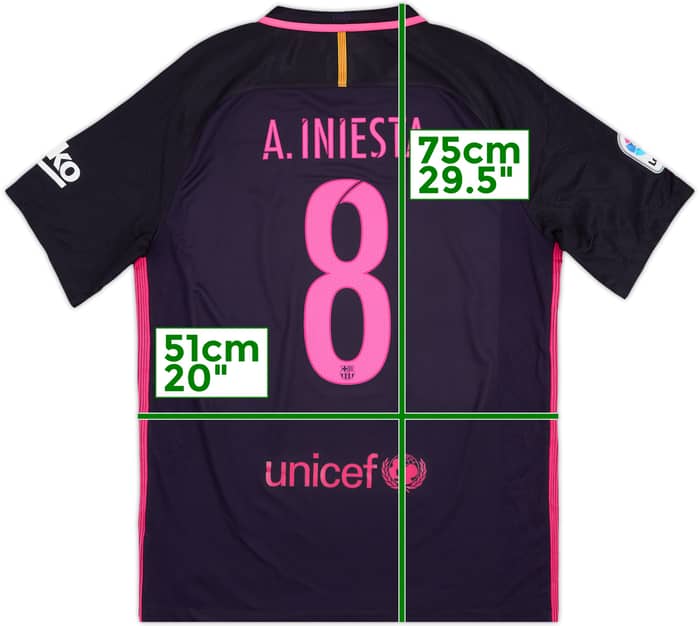 2016-17 Barcelona Away Shirt A.Iniesta #8 - 9/10 - (L)