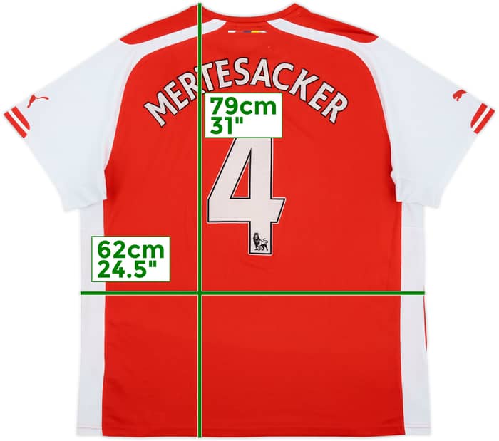 2014-15 Arsenal Home Shirt Mertesacker #4 - 6/10 - (XXL)