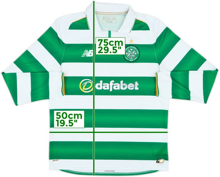 2016-17 Celtic Home L/S Shirt - 5/10 - (M)