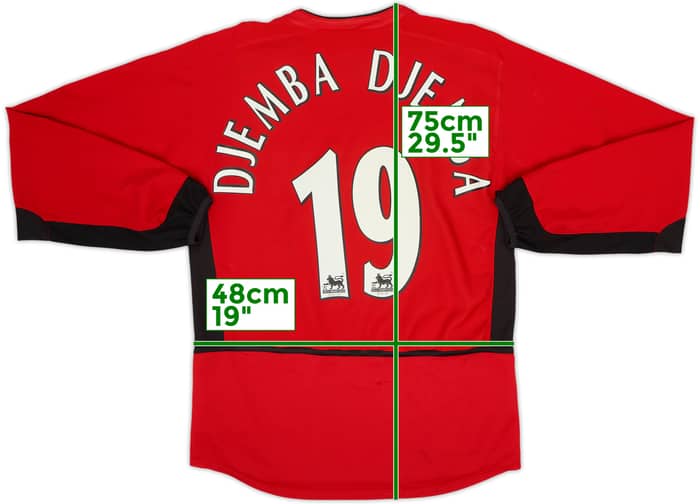 2002-04 Manchester United Home L/S Shirt Djemba Djemba #19 - 5/10 - (S)