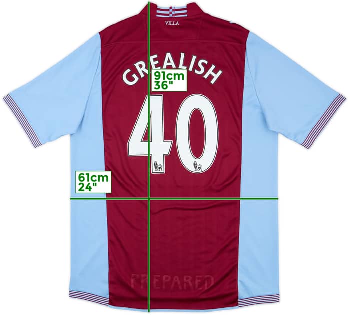 2013-14 Aston Villa Home Shirt Grealish #40 - 8/10 - (3XL)