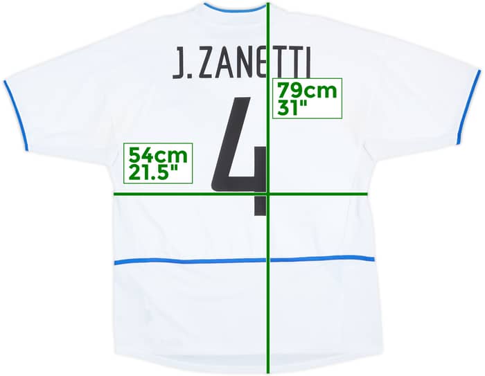 2002-03 Inter Milan Away Shirt J.Zanetti #4 - 4/10 - (L)