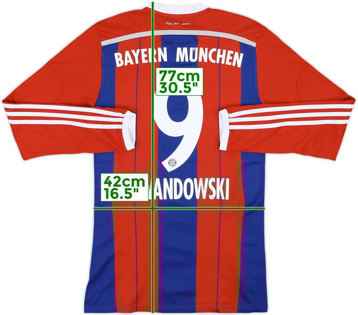 2014-15 Bayern Munich Home L/S Shirt Lewandowski #9 - 8/10 - (M)
