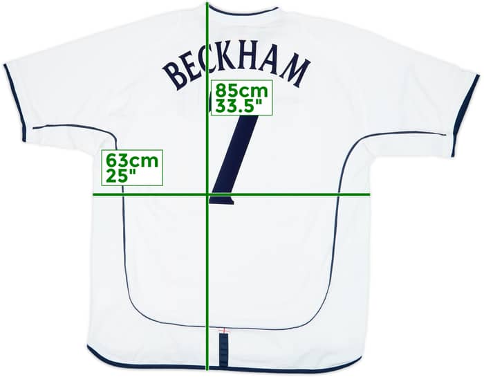 2001-03 England Home Shirt Beckham #7 - 7/10 - (XXL)