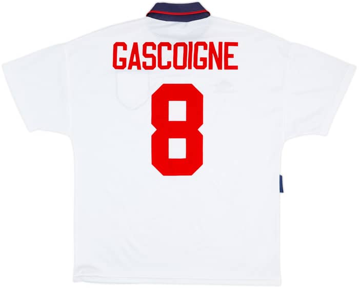 1993-95 England Home Shirt Gascoigne #8 - 8/10 - (L)