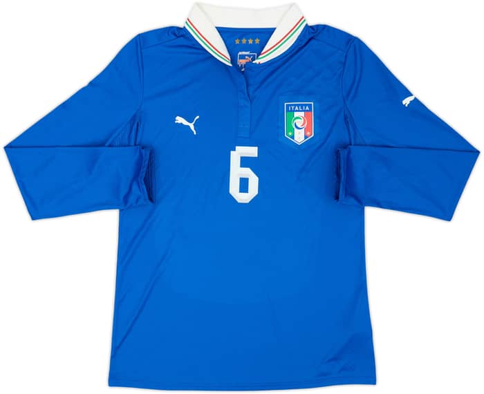 2012-13 Italy Player Issue Home L/S Shirt #6 - 8/10 - (L)