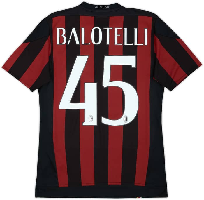 2015-16 AC Milan Home Shirt Balotelli #45 - 6/10 - (S)
