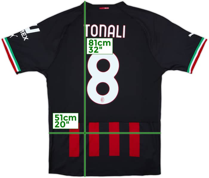 2022-23 AC Milan Authentic Home Shirt Tonali #8 - 8/10 - (XL)