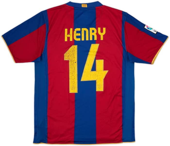 2007-08 Barcelona Home Shirt Henry #14 - 5/10 - (M)