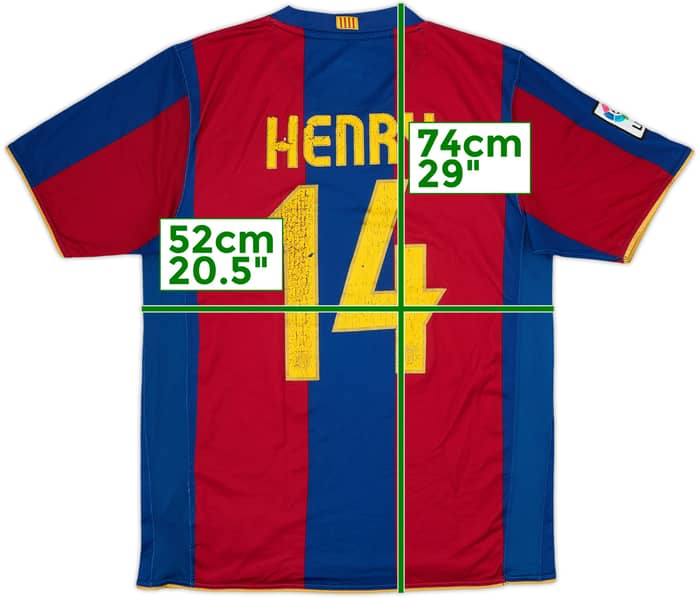 2007-08 Barcelona Home Shirt Henry #14 - 5/10 - (M)