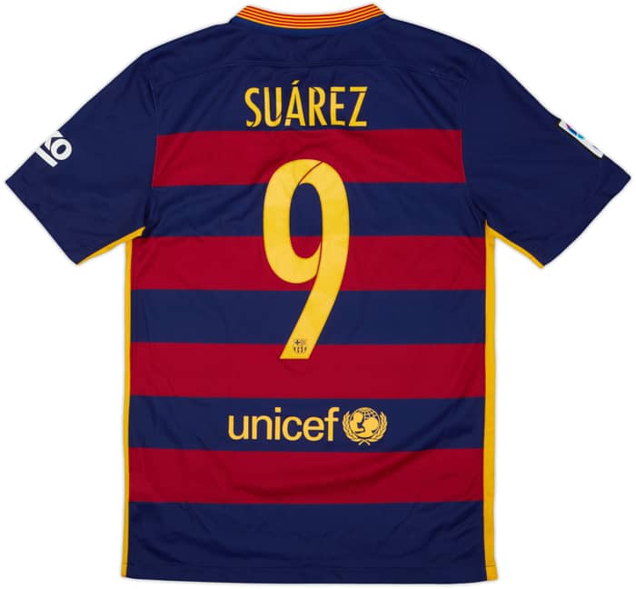 2015-16 Barcelona Home Shirt Suarez #9 - 9/10 - (S)
