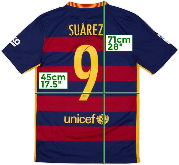 2015-16 Barcelona Home Shirt Suarez #9 - 9/10 - (S)
