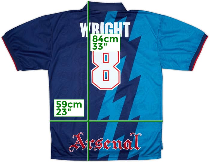 1995-96 Arsenal Away Shirt Wright #8 - 8/10 - (XL)