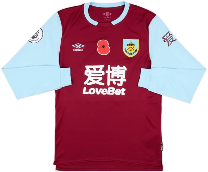 2019-20 Burnley Match Issue Home L/S Shirt Lennon #25