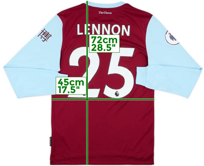 2019-20 Burnley Match Issue Home L/S Shirt Lennon #25