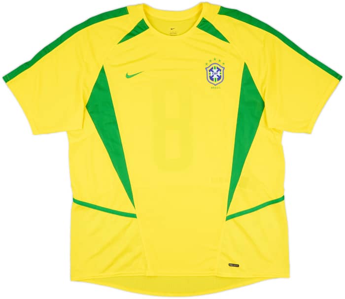 2002-04 Brazil Home Shirt #8 - 8/10 - (L)
