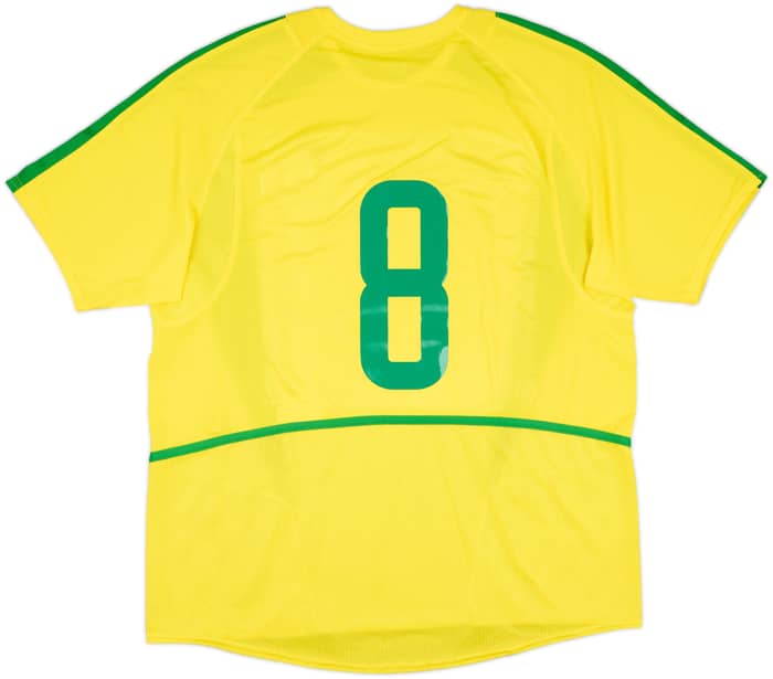 2002-04 Brazil Home Shirt #8 - 8/10 - (L)