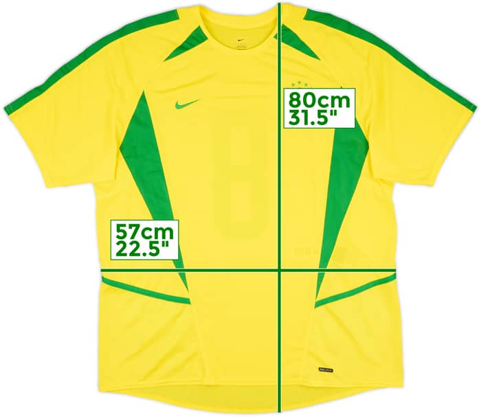 2002-04 Brazil Home Shirt #8 - 8/10 - (L)