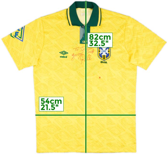 1991-93 Brazil Match Issue Signed (Pele) Home Shirt #3