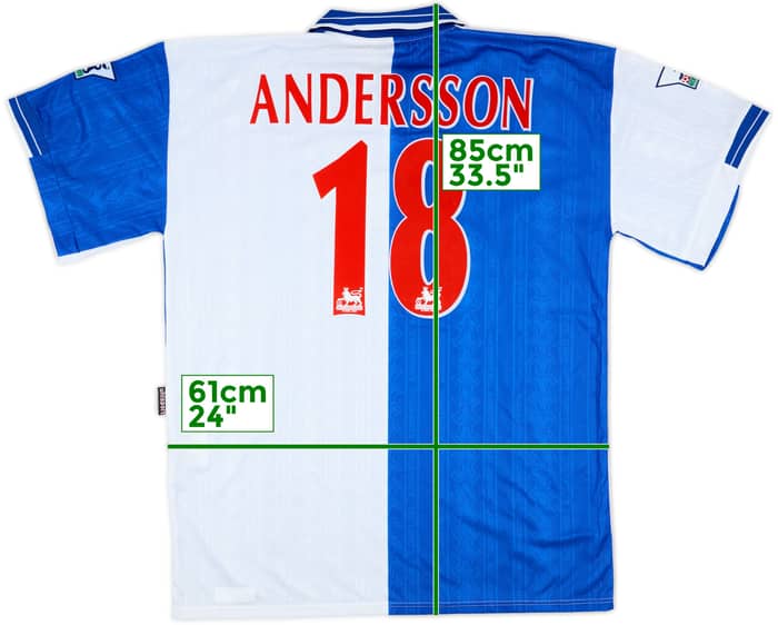1998-99 Blackburn Match Issue Home Shirt Andersson #18