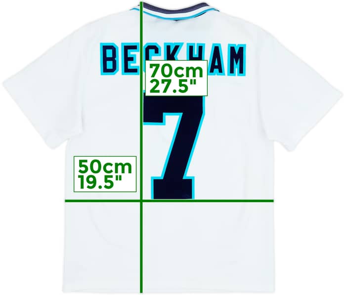 1995-97 Inglaterra Camiseta Local Beckham #7 - 5/10 - (M)