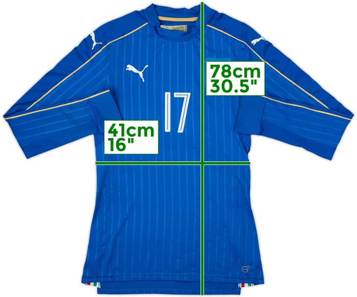 2016-17 Italy Player Issue Home L/S Shirt (ACTV Fit) #17 - 6/10 - (L)