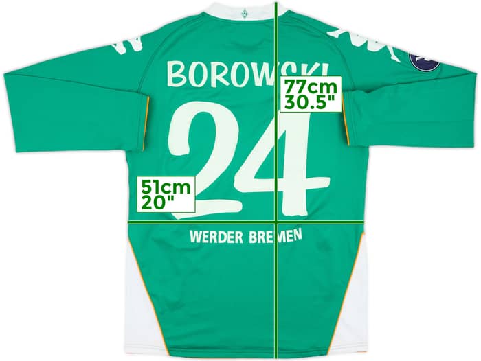 2007-08 Werder Bremen Match Issue UEFA Cup Home L/S Shirt Borowski #24