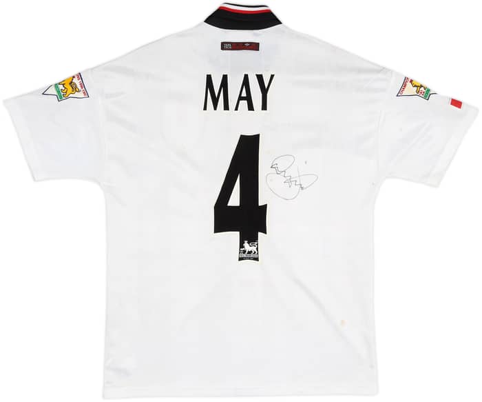 1997-98 Manchester United Signed Away Shirt May #4 - 6/10 - (M)