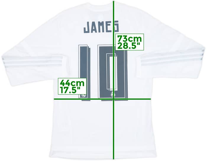 2015-16 Real Madrid Home L/S Shirt James #10 (S)