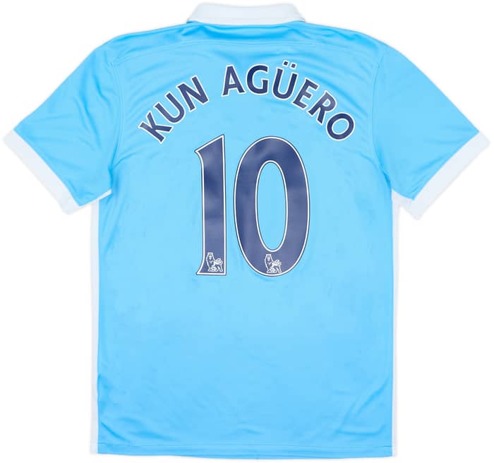 2015-16 Manchester City Home Shirt Kun Aguero #10 - 7/10 - (M)